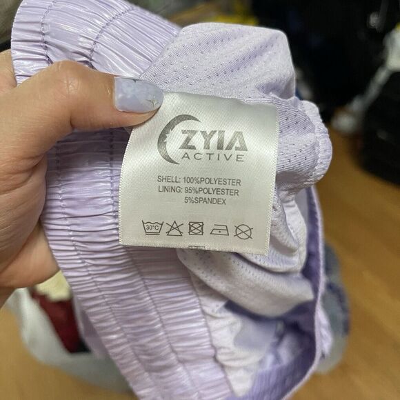 NWOT Zyia Activewear Lilac Shine Summer Lined Running Bomber Shorts size M - Picture 6 of 6